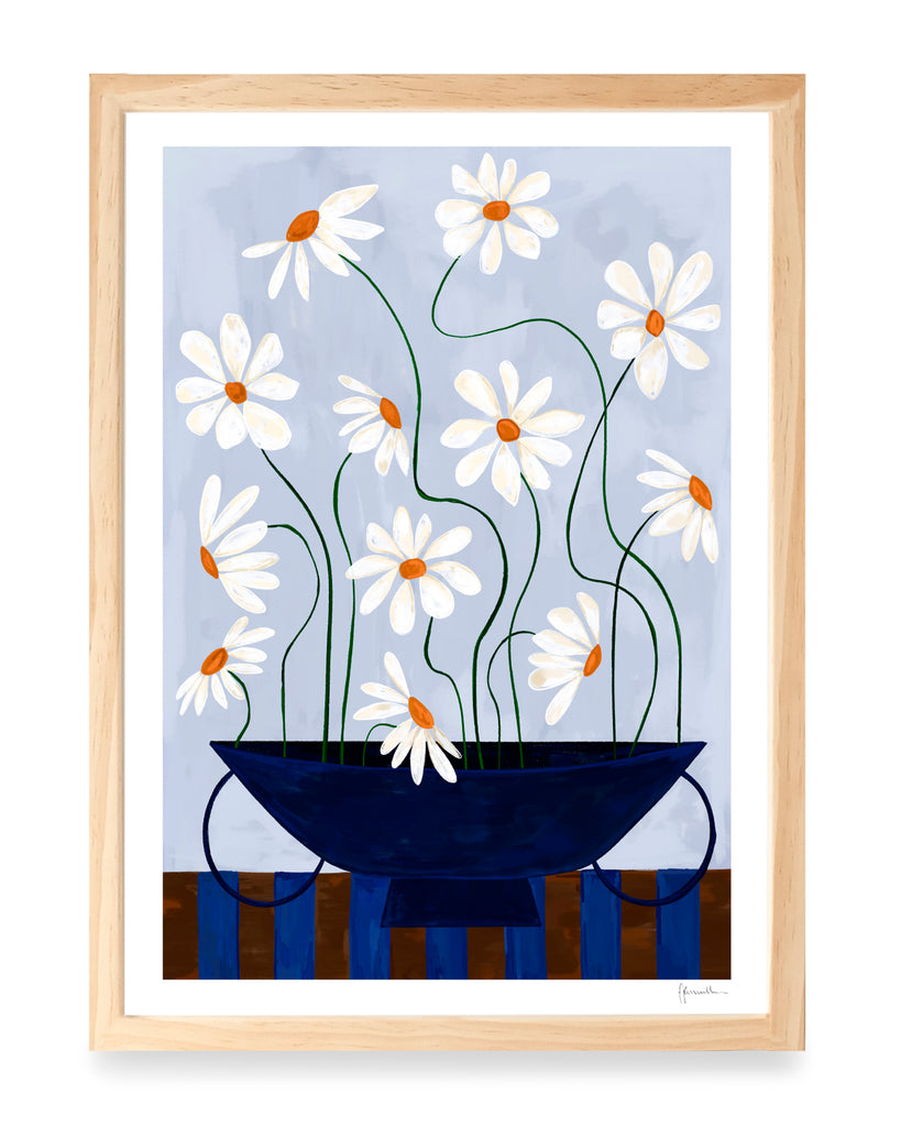 Print - Daisies in Blue Vase