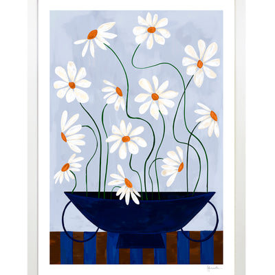 Print - Daisies in Blue Vase