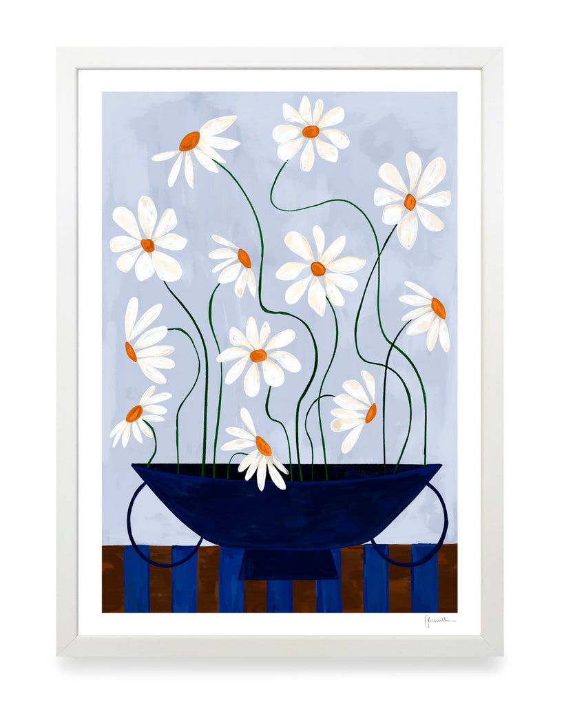 Print - Daisies in Blue Vase