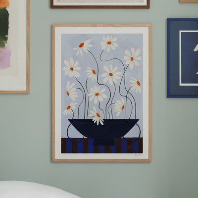 Print - Daisies in Blue Vase