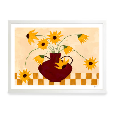 Print - Sunflowers in Burgundy Vase