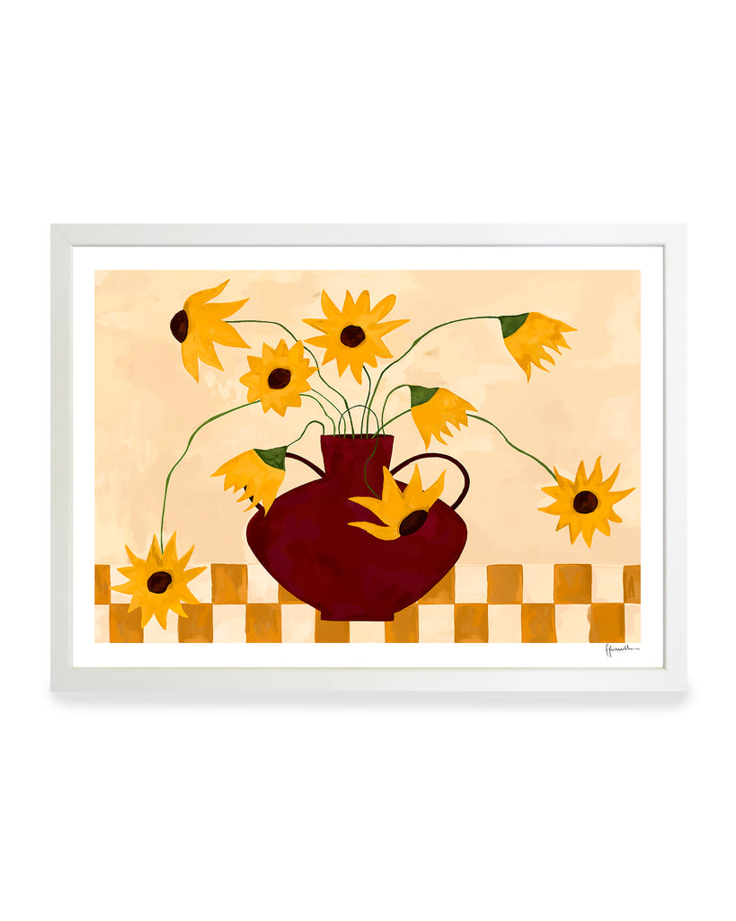 Print - Sunflowers in Burgundy Vase