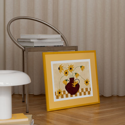 Print - Sunflowers in Burgundy Vase