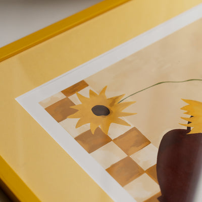 Print - Sunflowers in Burgundy Vase