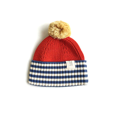 Chunky Beanie - Navy Stripe