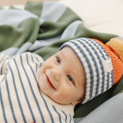 Chunky Beanie - Navy Stripe