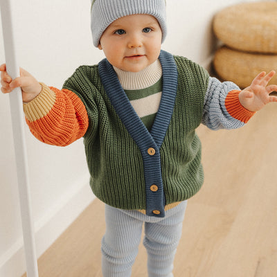 Colour Block Grandpa Cardigan