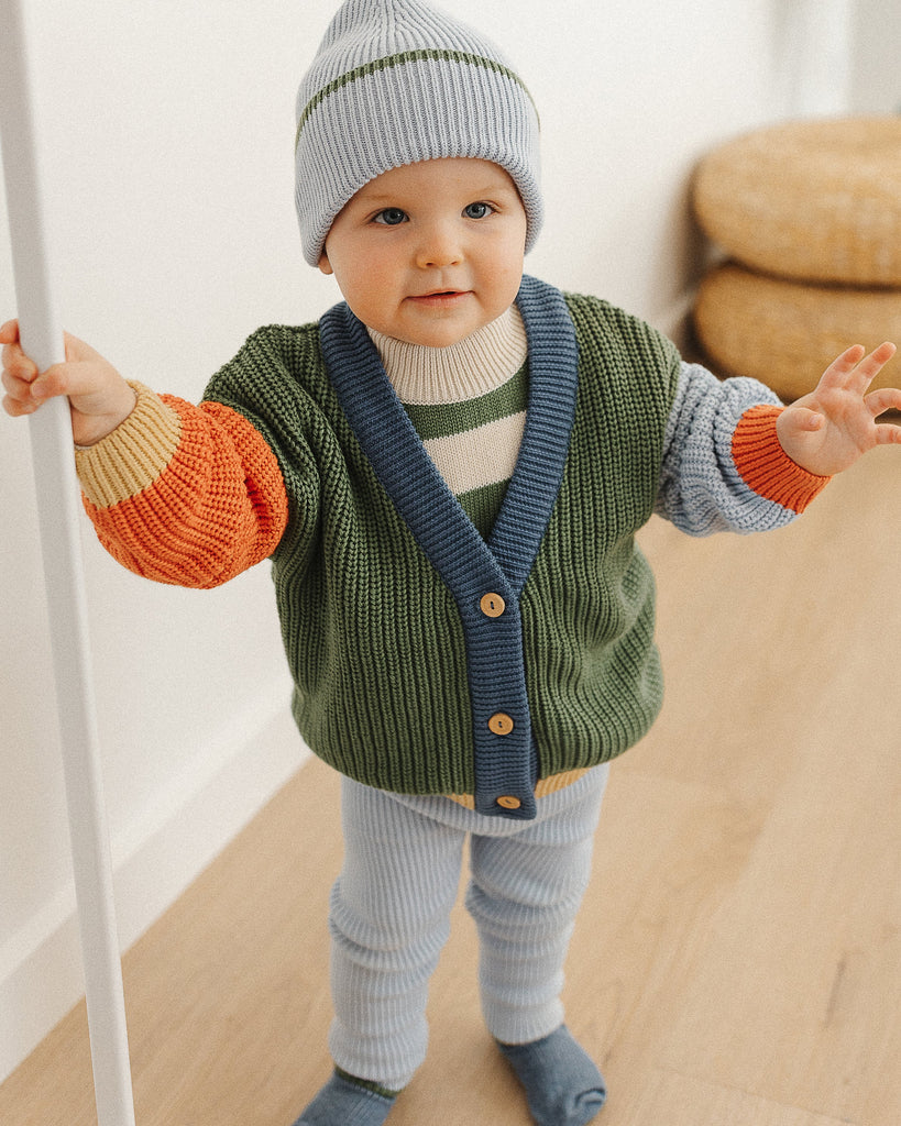 Colour Block Grandpa Cardigan