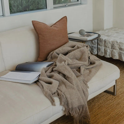 NZ Lambswool Throw - Nevis Oak