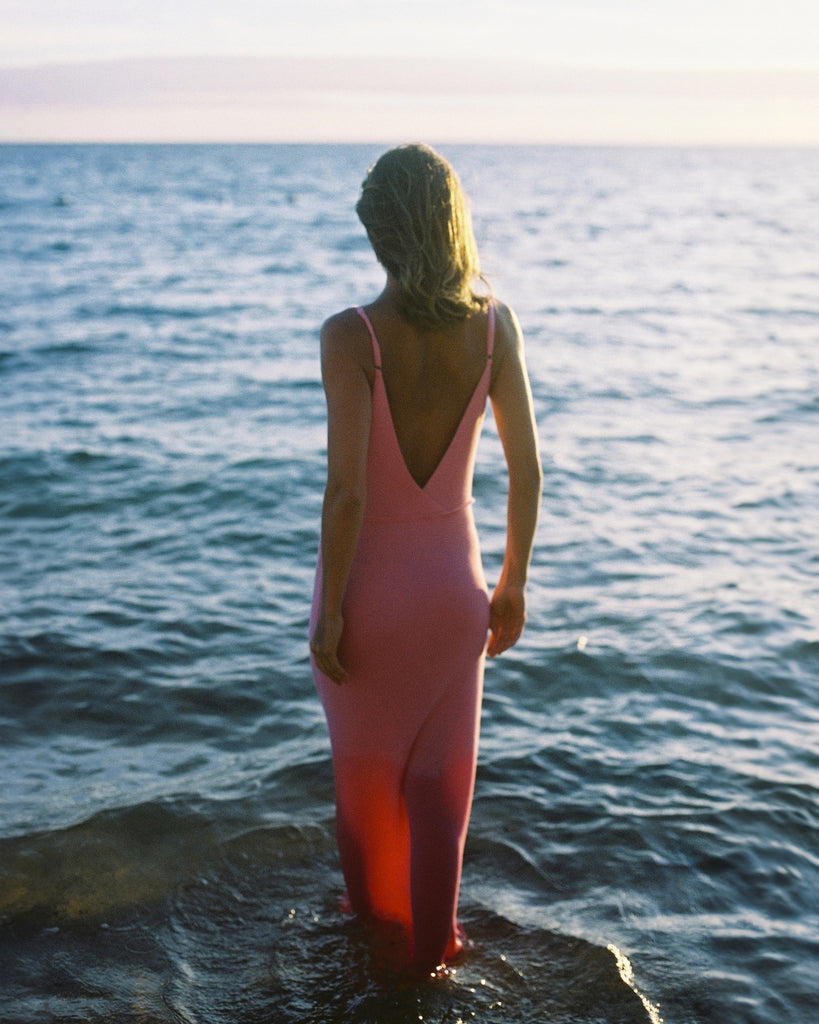 Sea Pink Panelled Knit Dress