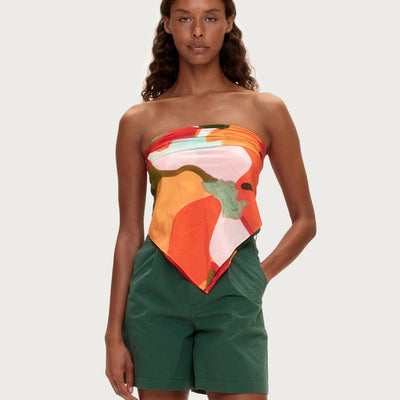 Cotton Silk Scarf - Red Floral