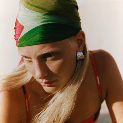 Cotton Silk Scarf - Red Floral