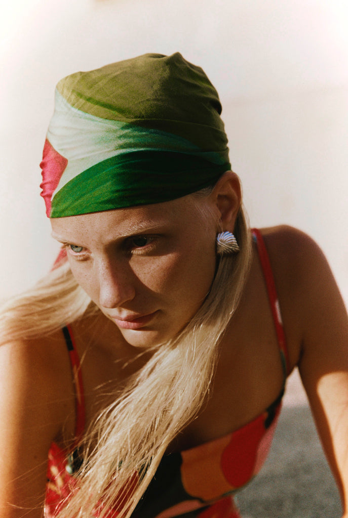 Cotton Silk Scarf - Red Floral