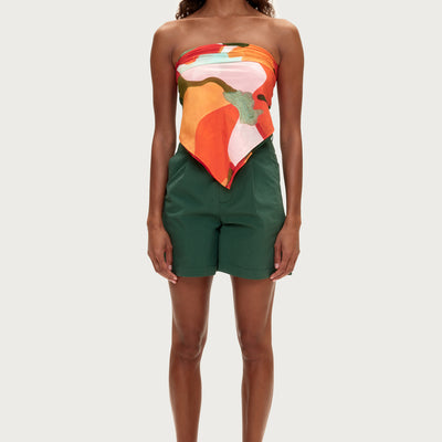 Cotton Silk Scarf - Red Floral