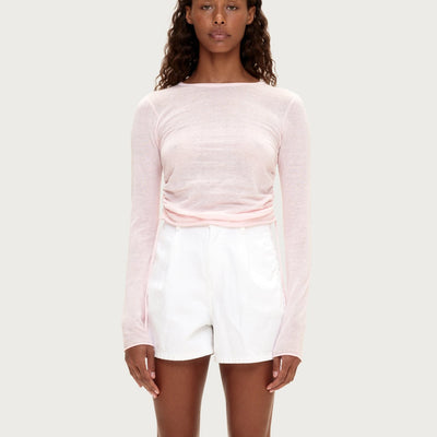 Gathered Knit Top - Soft Pink