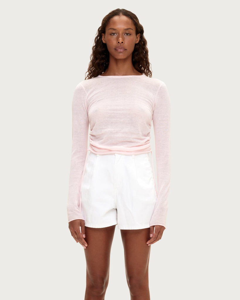 Gathered Knit Top - Soft Pink