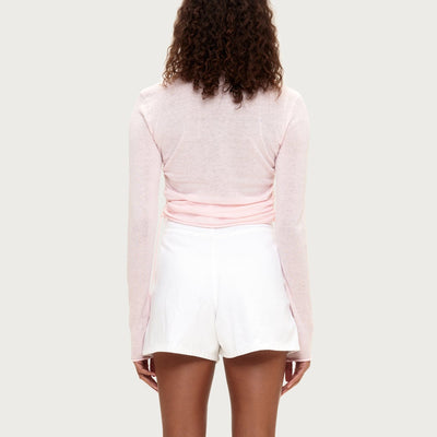 Gathered Knit Top - Soft Pinkv