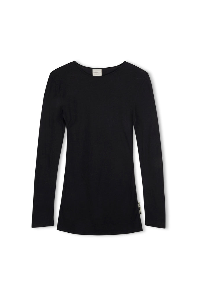 Rib Hemp Long Sleeve Top - Black