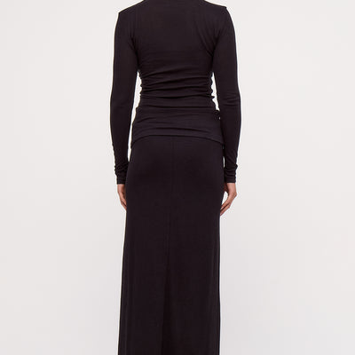 Rib Hemp Long Sleeve Top - Black