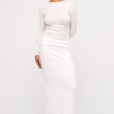 Rib Hemp Long Sleeve Top - White