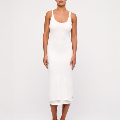Rib Hemp Midi Dress - White