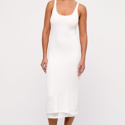 Rib Hemp Midi Dress - White
