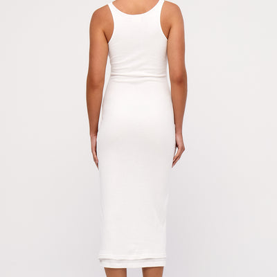 Rib Hemp Midi Dress - White