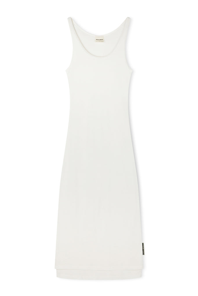 Rib Hemp Midi Dress - White