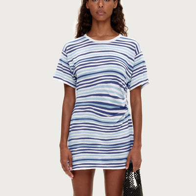 T-Shirt Knit Dress - Blue Stripe