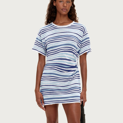T-Shirt Knit Dress - Blue Stripe