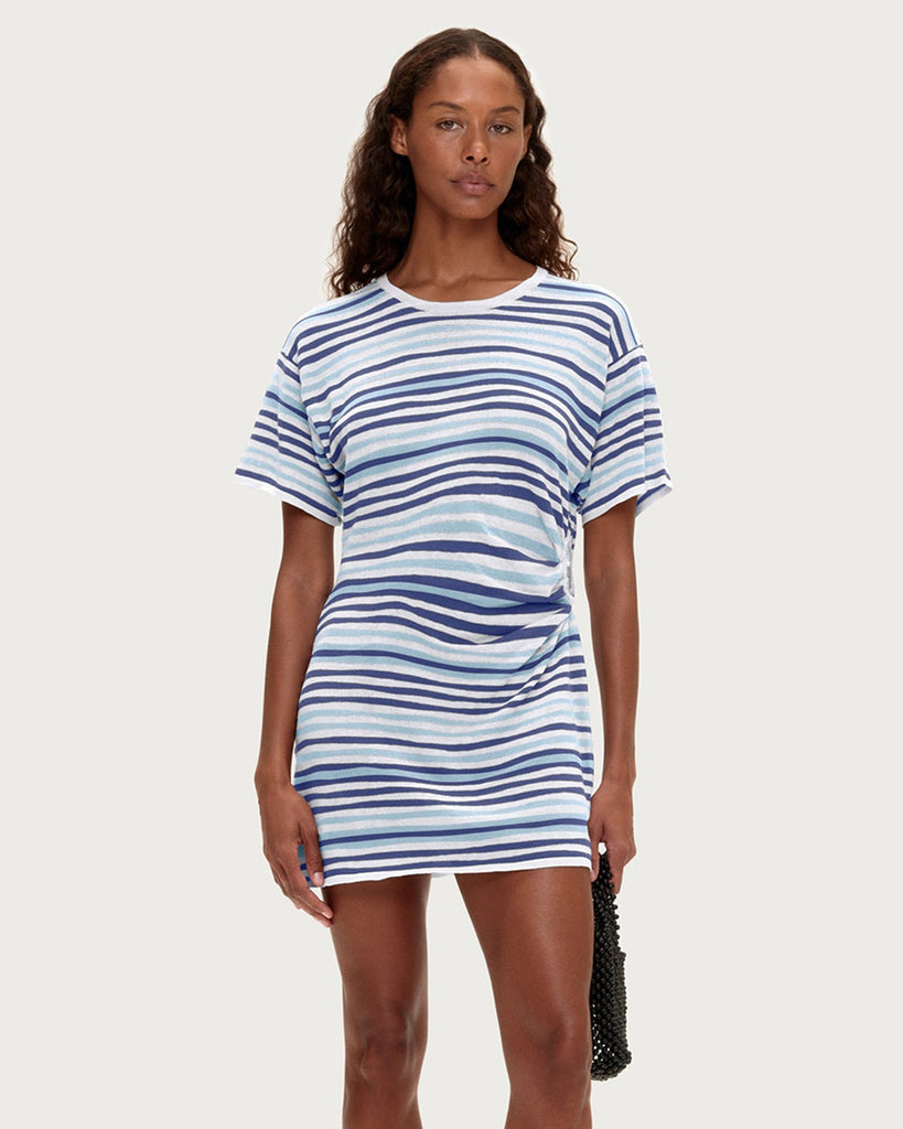 T-Shirt Knit Dress - Blue Stripe