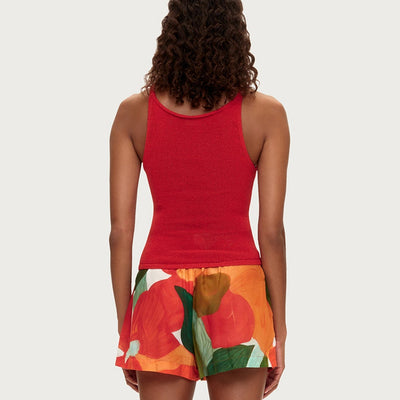 Textured Knit Tank - Red