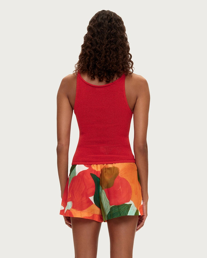 Textured Knit Tank - Red