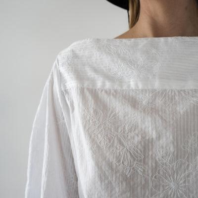 Zolani Top - White Floral Embroidery