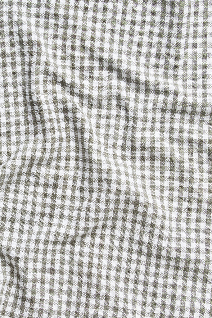Gingham Washed Cotton Tea Towel - Grey