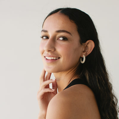 Paper Plane - Sophie - Baby Bold Hoops - Pearly - $48NZD