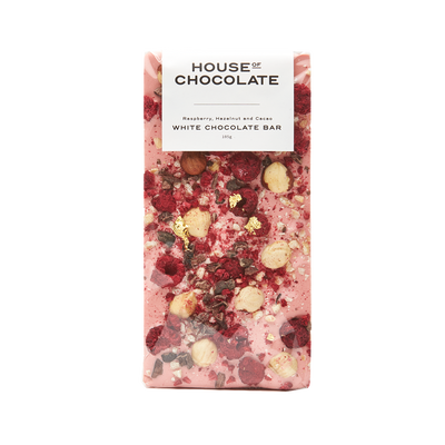 House of Chocolate - Raspberry, Hazelnut & White Cacao Bar