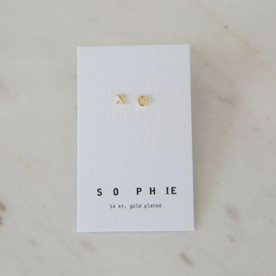 Gold Plated XO Stud Earrings - Sophie - NZ